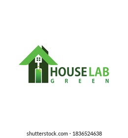 Logotipo de la casa con vector de diseño de iconos de laboratorio