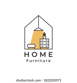House logo, lamp, drawer shelf, home Furniture logo designs concept vector, Furniture logo template - Shutterstock ID 1822053971
