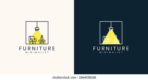 House Logo, Lamp, Drawer Shelf, Home Furniture Logo Designs Concept Vector