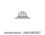 House logo with a large yard in a minimalist line design concept