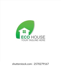 house logo leaf icon for eco business or nature with creative illustration
