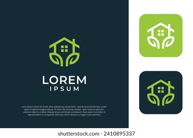 logotipo de la casa, con diseño de símbolo de icono de hoja