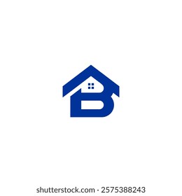 House logo with letter B design dark blue elegant vector template, real estate logo inspiration