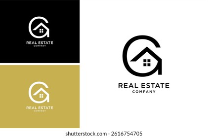 House Logo with Letter G Monogram, Real Estate and Roofing Symbol for Property, Architecture, Construction, Mortgage, and Residential Business Brand Identity, Modern Vector Design Template
