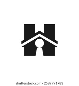 House Logo with letter H. Can be used for Real Estate, Construction, Architecture and Building Logos.