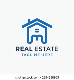 house logo with letter m concept