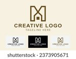 House logo with letter M. Logo design related to real estate, building, home, house, Apartment, office, Architecture. Creative logo professional. simple vector design editable