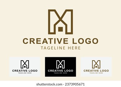 House logo with letter M. Logo design related to real estate, building, home, house, Apartment, office, Architecture. Creative logo professional. simple vector design editable