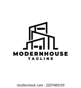 house logo with line art style. good for real estate company or any business related to house.