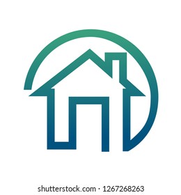 house logo in line circle