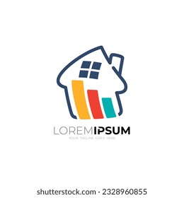 Logo de la casa con plantilla de diseño de línea, estilo de línea, creación de iconos de negocio