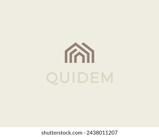 A house logo from lines. Home building premium icon. Creative architecture construction logo concept. Vector illustration.