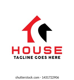 House Logo For Modern design with Red And Black Color vector concept and Building icon. Real Estate logo for Housing, Property, Apartment, Mortgage, Company and Business.