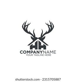 House logo with nice two horns. letter H vector