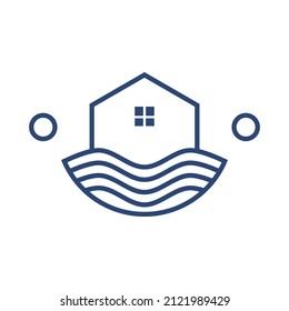 Hauslogo mit Meereswellen, geeignet für die Unterbringung von Logos in Strandnähe