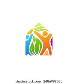 House logo and people design nature, colorful charity logos