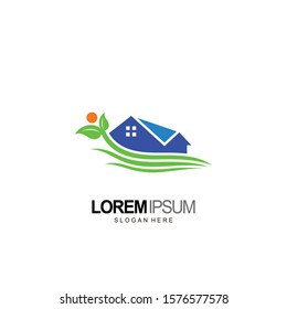 house logo with people and leaf design