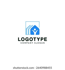House logo with a person in vector. Original modern logo.