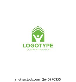House logo with a person in vector. Original modern logo.