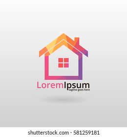 House logo. Polygonal house logotype 