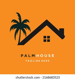 House logo with premium palm tree concept Premium vector