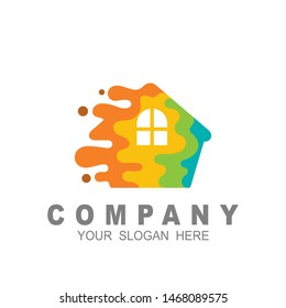 house logo with real estate design illustration, water and speed icon with building logo template