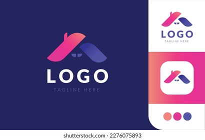 House logo set with flat and gradient design, future and forward. building logo template, real state logo