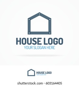 House logo set flat style dark color for use home repair, building, real estate, design, architect etc. Vector Illustration