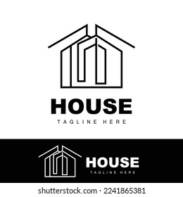 House Logo, Simple Building Vector, Construction Design, Housing, Real Estate, Property Rental