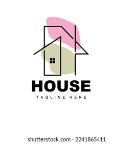 House Logo, Simple Building Vector, Construction Design, Housing, Real Estate, Property Rental