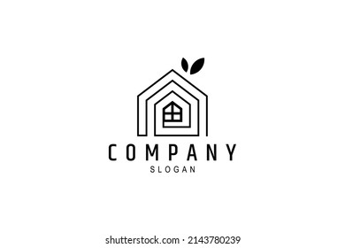 el logotipo de la casa con un diseño sencillo decorado con hojas da una impresión fresca a la casa