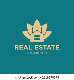 House Logo. Simple house design isolated on Green Background. Usable for Real Estate, Construction, Architecture and Building Logos. Flat Vector Logo Design Template Element.