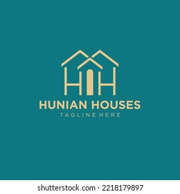 House Logo. Simple house design isolated on Green Background. Usable for Real Estate, Construction, Architecture and Building Logos. Flat Vector Logo Design Template Element.