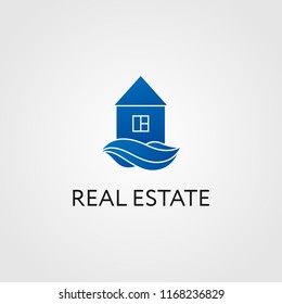House logo simple flat blue vector