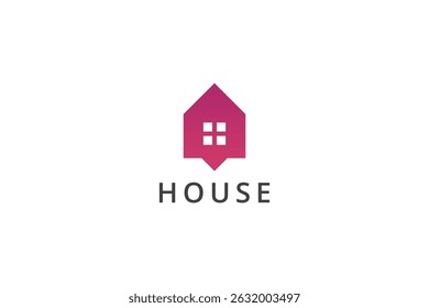 House Logo. Simple House Symbol With Window Isolated On White Background. Flat Vector Logo Design Template Element Usable For Real Estate, Construction, Architecture And Building Logos.