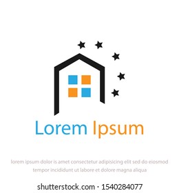 house logo with a star. modern template design. white background. residential business design. vector illustration.
