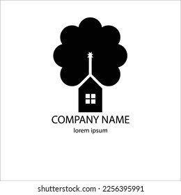 house logo with storm cloude in the top 