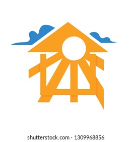 house logo, sun light in house logo design