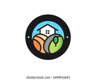 House logo symbol design vector. Simple line art house design template. green. green house concept logo design