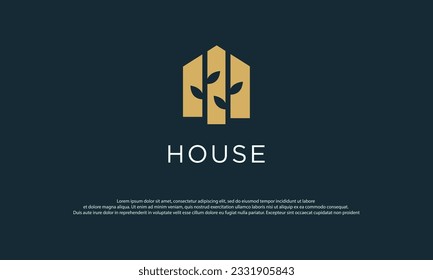 House Logo. House Symbol Geometric Linear Style isolated on Double Background. Usable for Real Estate, Construction, Architecture and Building Logos.