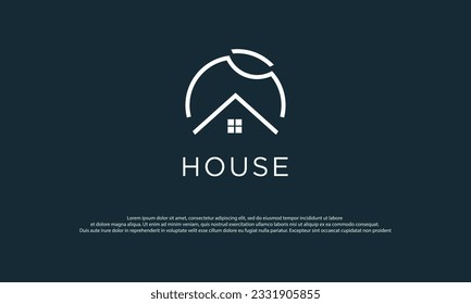 House Logo. House Symbol Geometric Linear Style isolated on Double Background. Usable for Real Estate, Construction, Architecture and Building Logos.