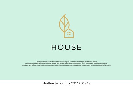 House Logo. House Symbol Geometric Linear Style isolated on Double Background. Usable for Real Estate, Construction, Architecture and Building Logos.