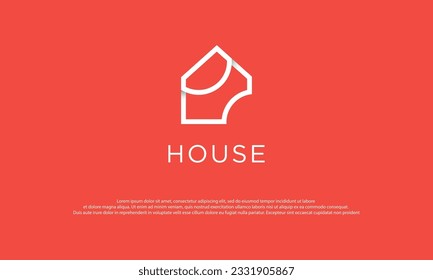 House Logo. House Symbol Geometric Linear Style isolated on Double Background. Usable for Real Estate, Construction, Architecture and Building Logos.