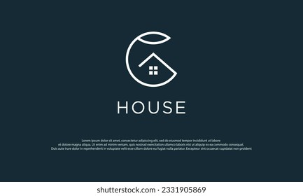House Logo. House Symbol Geometric Linear Style isolated on Double Background. Usable for Real Estate, Construction, Architecture and Building Logos.