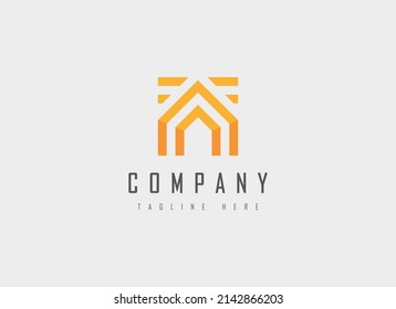 House Logo. House Symbol Linear Style isolated on Grey Background. Usable for Real Estate, Construction, Architecture and Building Logos. Flat Vector Logo Design Template Element.