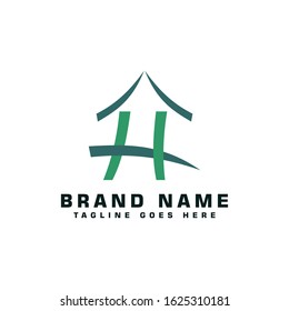 HOUSE LOGO TEMPLATE. BUILDING LOGO DESIGN. VECTOR LOGO ILLUSTRATION.