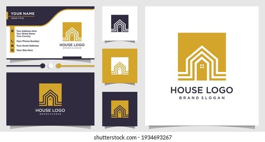 House logo template and business card design with modern concept Premium Vector