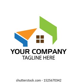 House logo template, flat design. Abstract house