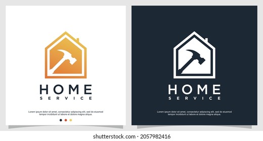 House logo template with service or repair concept Premium Vector