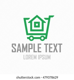 House logo. Template vector property. Real Estate vector sign. The building symbols in shopping cart, pictogram for business design.